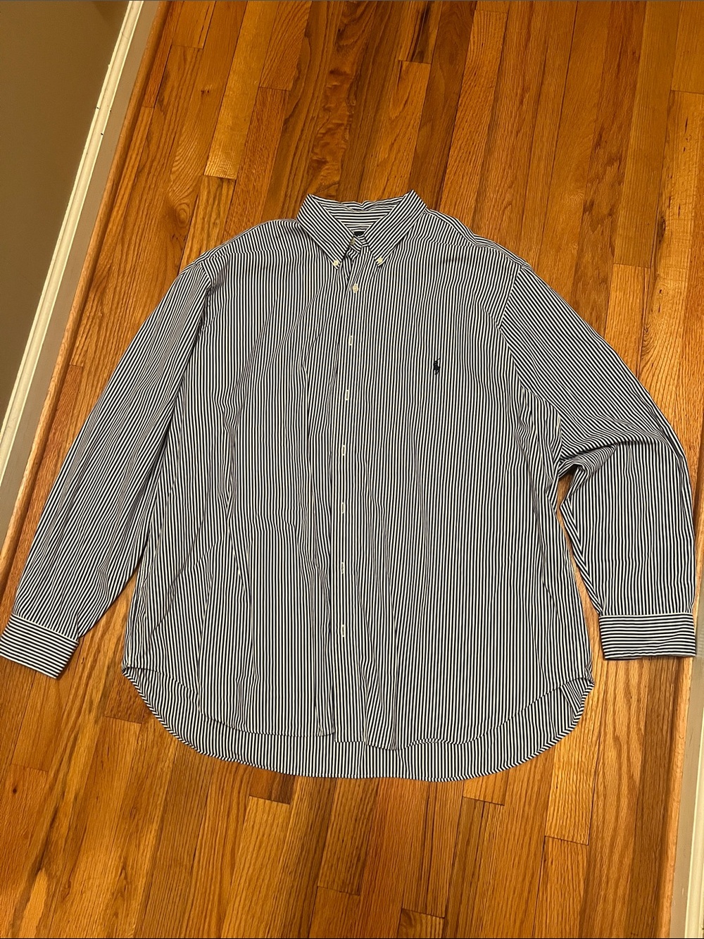 Polo by Ralph Lauren Navy and White Pinstripe Button-Up Shirt